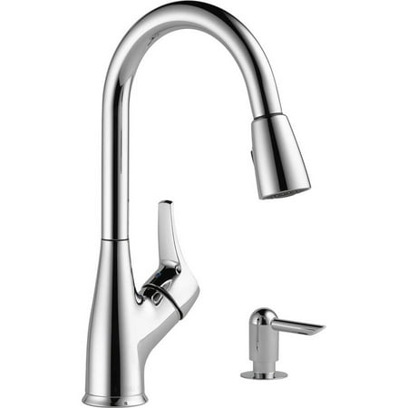 Peerless Single Handle Pull-Down Sprayer Kitchen Faucet with Soap Dispenser in Chrome