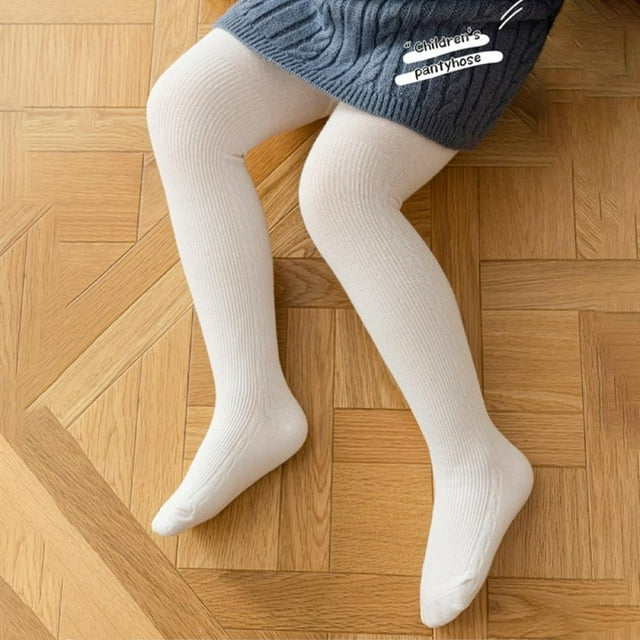 Sngxgn Baby Girls Tights Thick Cotton Solid Leggings Winter Warm Stockings With Non Slip Grips Grey 12 24 M