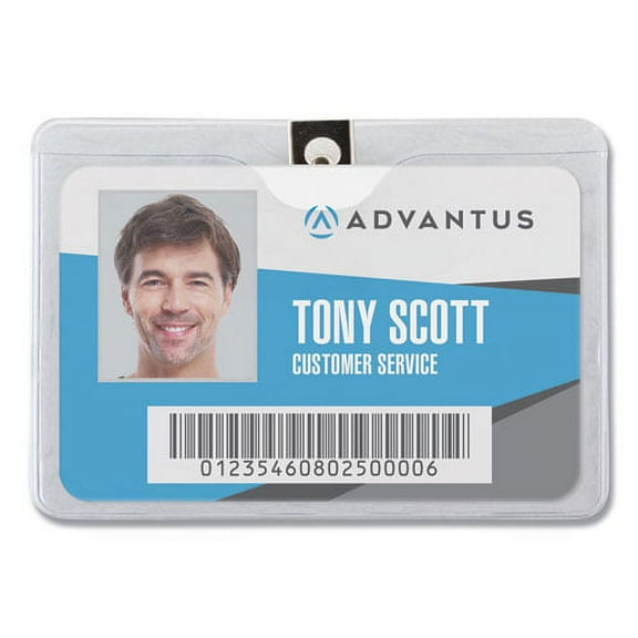 ID Badge Holders with Clip, Horizontal, Clear 4.13" x 3.38" Holder, 3.88" x 3" Insert, 50/Pack | Bundle of 2 Packs
