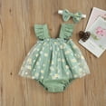 thumbnail image 6 of Douhoow 0-18M Infant Girl Flower Rompers Summer Baby Lace Ruffles Tutu Jumpsuit Sleeveless Playsuit, 6 of 9