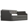 thumbnail image 6 of Tcbosik Twin Size Upholstered Daybed with Trundle, Sofa Bed with Button Tufted Back for Bedroom, Guest Room, Wood Slats Support, No Box Spring Needed, Gray, 6 of 8