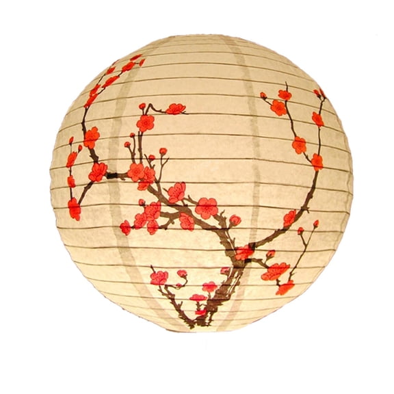 SDFGTstore Plum Blossom Round Paper Lantern Lamp Shade Chinese Oriental Style Easy Use Gift