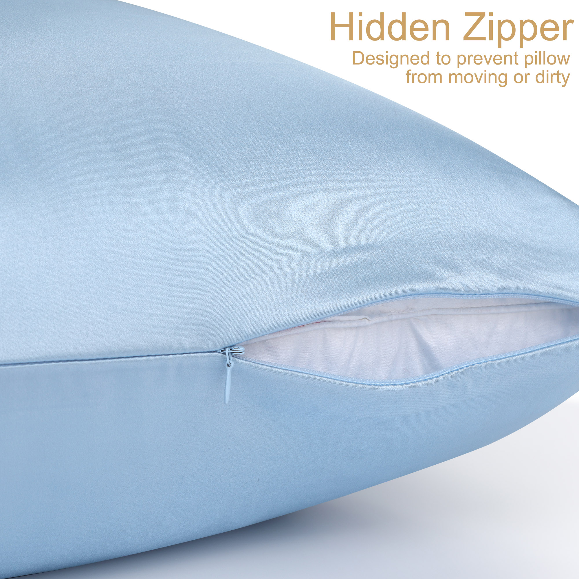 PiccoCasa 100% Mulberry Silk Pillowcase 2 Piece King Size Pillowcases, Blue - image 3 of 5