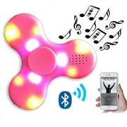 LED Light Switch MINI Bluetooth Speaker Music light up Fidget Spinner EDC Hand Spinner For Autism And Kids  Fidget Toy(Pink)