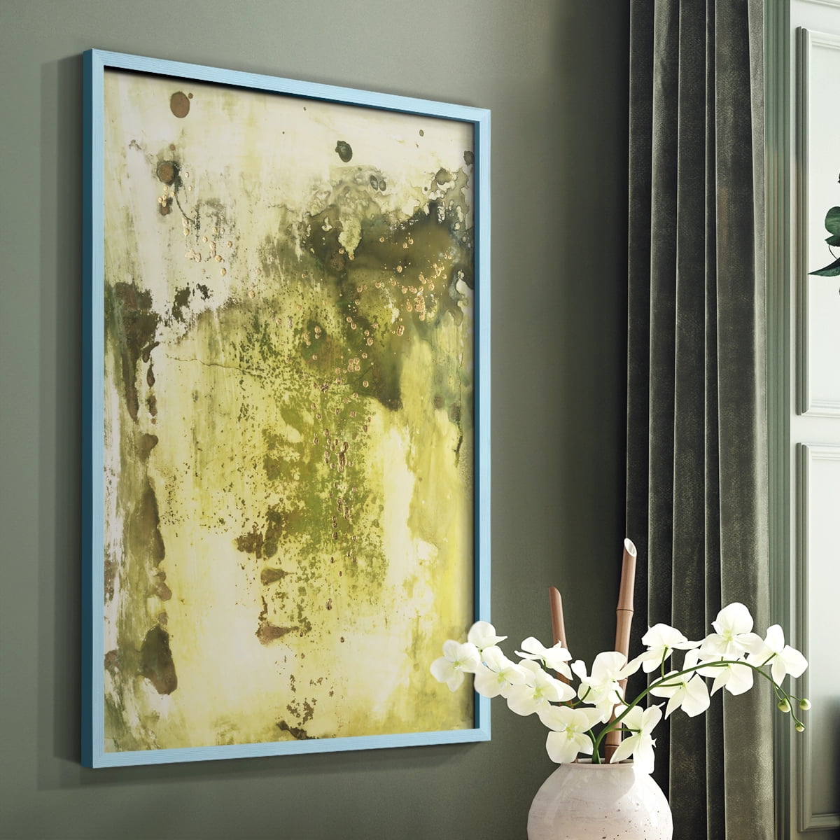 Canyon Diptych I Framed Print in Blue Solid Wood Framed Print No Nail Hanging