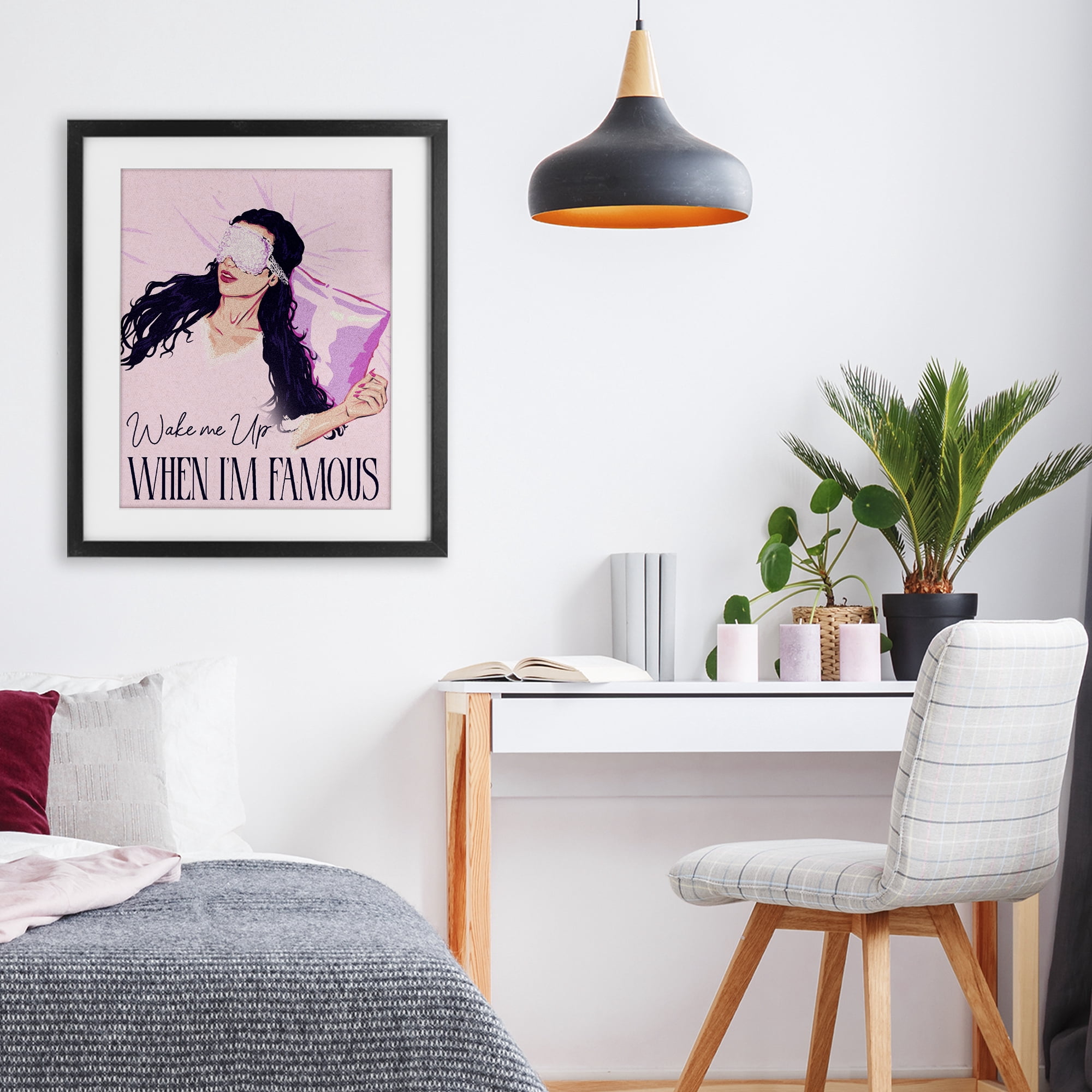 Stupell Industries Wake Me Up When Famous Black Framed Print Under Glass, design by Ziwei Li