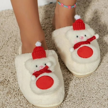 

Women Winter Warm House Slippers Wear Household Comfortable Slippers White 7.5