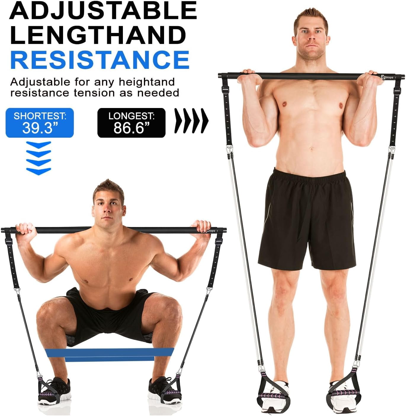 Pilates Bar Kit with Resistance Bands,Pilates Bar with Stackable Bands Workout Equipment for Legs,Hip,Waist and Arm,Exercise Fitness Equipment for Women & Men Home Gym Yoga Pilates