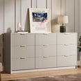 thumbnail image 2 of Furniway 63” Fluted Large Beige Dresser with Golden Handles ,9 Drawer Double Dresser, Modern Chest of Drawers Wide Chest of Drawers for Bedroom, Living Room, Entryway and Closet, 2 of 7