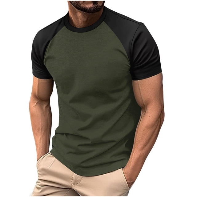 Chemises pour Hommes en Solde! T-Shirts de Baseball Raglan à Manches Courtes Vintage Color Block Slim Fit Décontracté Musculation Gym