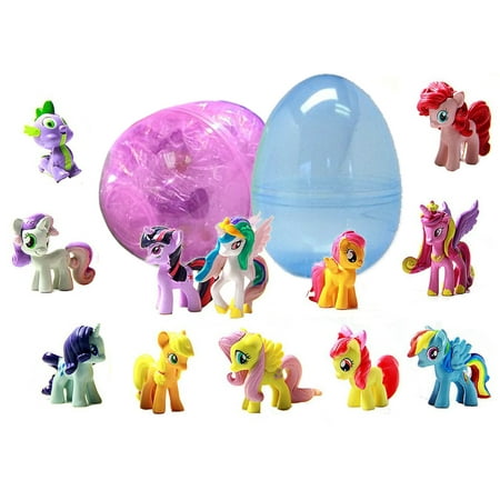 12 My Little Pony Figures Inside 1 Jumbo Easter Egg - Fluttershy and Friends - Prefilled To Save You Time - Find Your Favorite Characters - Great Party Favor and Candy Alternative - Hours of Fun Play