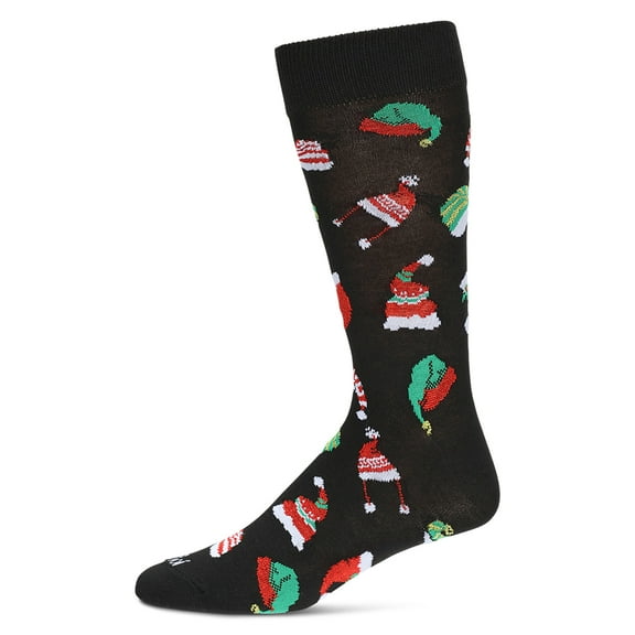 MeMoi Men's Santa Hats Christmas Crew Socks - Mens - Male, 10-13, Black