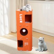 BELOVING Cat Climbing House Enclosed Pet Supplies Cozy Play Easy to Assemble Cat Tree 3 layer orange