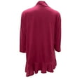 thumbnail image 4 of nerohusy Lightweight Ruffled Cardigans for Women Soft Casual Open Front Cardigans Draped 3/4 Sleeve Cardigan Knit Sweaters Tops Wine,L, 4 of 5