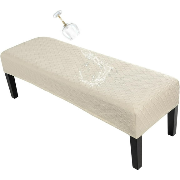 Waterproof Dining Bench Cover, Stretch Washable Bench Covers Slipcover, Rectangle Benches Seat Covers for Dining Room Living Room Kitchen(Beige)