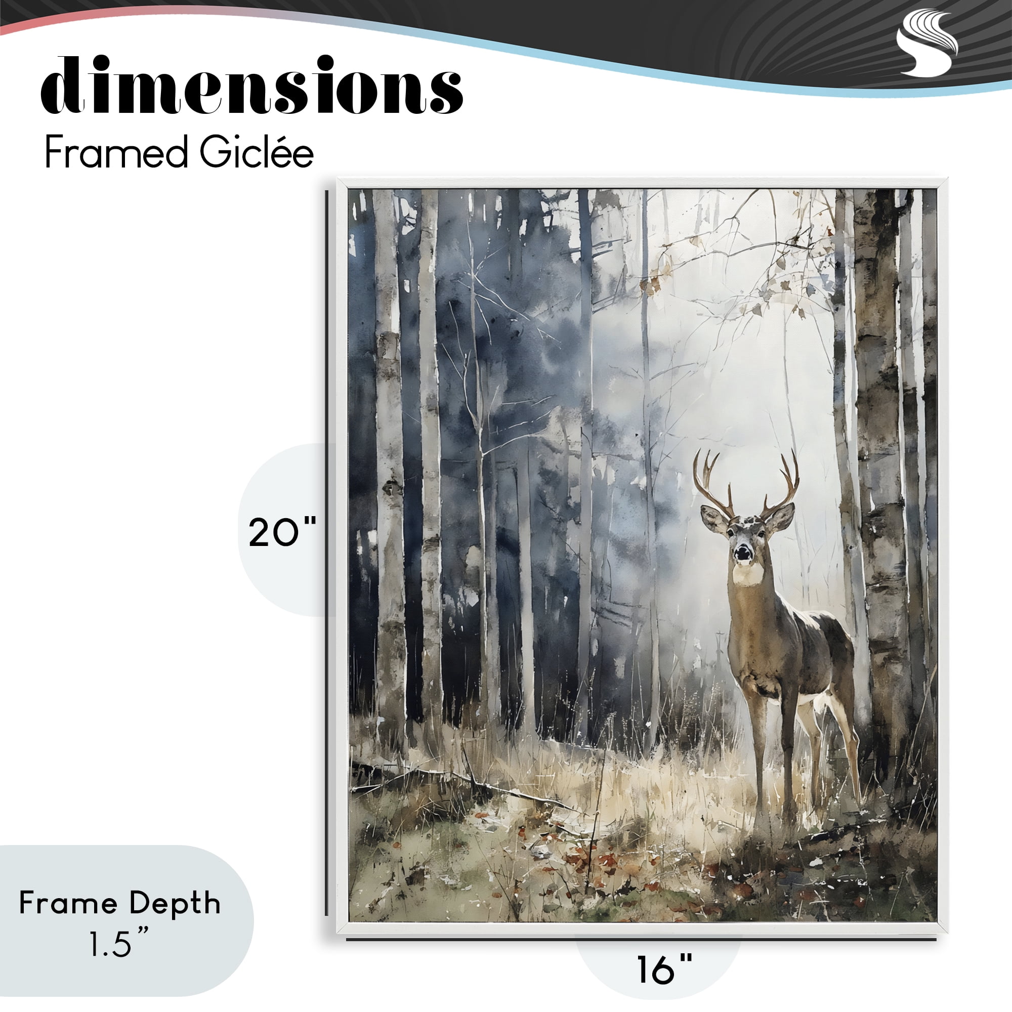 Stupell Industries Deer In The Woods White Framed Giclee Art, design by Franklyn Gregory