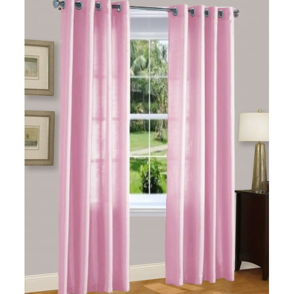 1 PANEL MIRA  SOLID LIGHT PINK  SEMI SHEER WINDOW FAUX SILK ANTIQUE BRONZE GROMMETS CURTAIN DRAPES 55 WIDE X 95" LENGTH