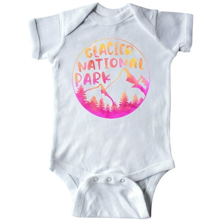 

Inktastic Glacier National Park Montana Pink Mountains Gift Baby Boy or Baby Girl Bodysuit