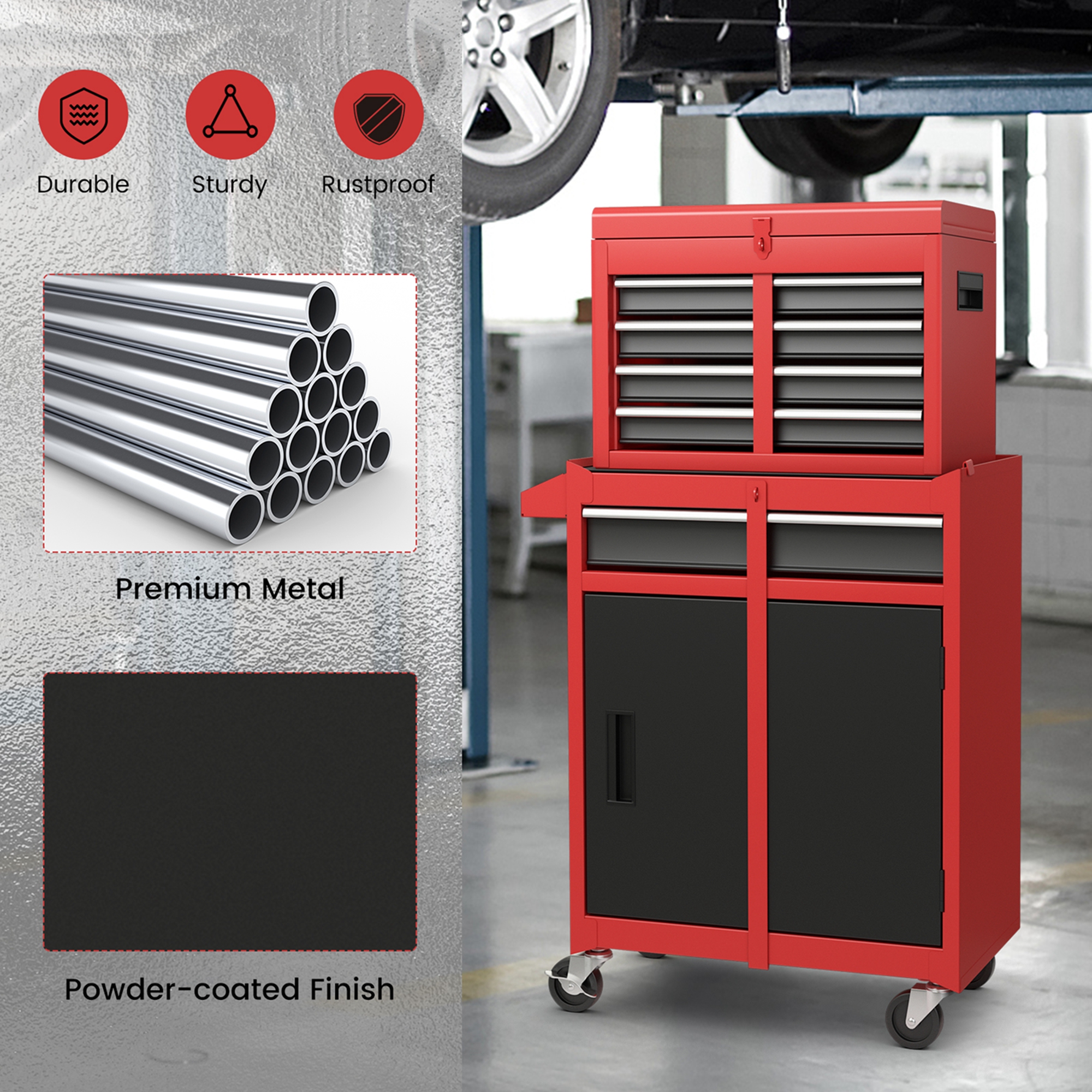 Costway 2-in-1 Tool Chest & Cabinet with 5 Drawers photo 4
