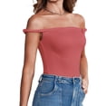 thumbnail image 4 of Womens Off The Shoulder Top Sleeveless Slim Fit Stretchy Tank Top Y2k Casual T Shirts, 4 of 6