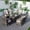 Brown, variant on Direct Wicker 7-Piece Outdoor Wicker Patio Dining Set, Rectangular Table with Tempered Glass Top & 6 Cushioned Chairs,Brown