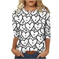 thumbnail image 2 of Hauts pour Femmes T-Shirt à Manches 3/4 à Imprimé Cœur de la Saint-Valentin à Col Rond Noir G, 2 of 6
