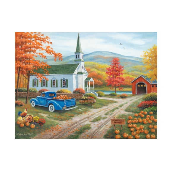 Canvas Wall Art - John Zaccheo 'Pumpkin Gathering' Wall Art for Living Room, Bedroom, or Office Décor by Trademark Fine Art - 19 x 14 Inches