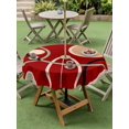 thumbnail image 3 of Outdoor Tablecloth with Umbrella Hole and Zipper, Geometric Red Round Table Cloth 60 Inch Waterproof Tablecloth, Boho Retro Abstract Circle Black Green Picnic Table Cover for Patio Camping, 3 of 7