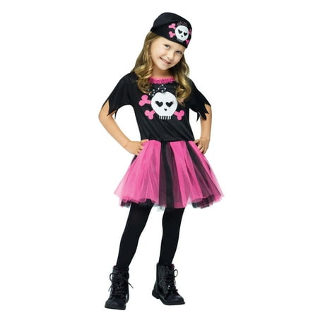 Fun World High Sea Sweetie Pirate Halloween 2pc Girl Costume, Pink Black