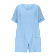 thumbnail image 4 of Htigea Clearance Women's Summer Casual Sleeveless Romper Loose Spaghetti Strap Overalls Shorts Jumpsuit with Pockets 2025 Clothes Today Sales Sky Blue,XL, 4 of 7