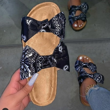 

Women s Sandals Bowknot Roman Flat Slippers Casual Beach Indoor&Outdoor Shoes