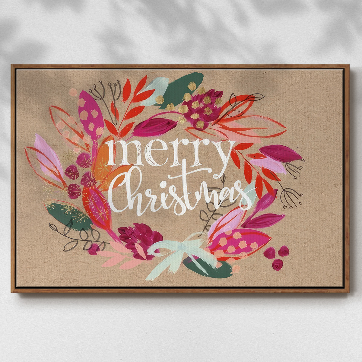 Crafty Christmas Collection A - Framed Gallery Wrapped Holiday Canvas - 25 x 37 - Rosewood Frame