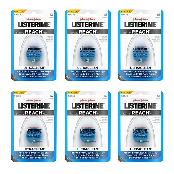 Listerine Ultraclean Dental Floss, Oral Care, Mint-Flavored, 30 Yards (pack of 6), 6 packs of 30 yards each of Listerine Ultraclean dental floss to.., By Brand Reach