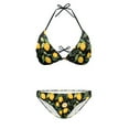 thumbnail image 2 of COEQINE Triangle Bikini Sets for Women Elastic String Spandex High Leg Beach Bathing Suit Lemon Leaf Black Adjustable Cheeky 2 Piece Beachwear for Beach Pool Party, M, 2 of 7