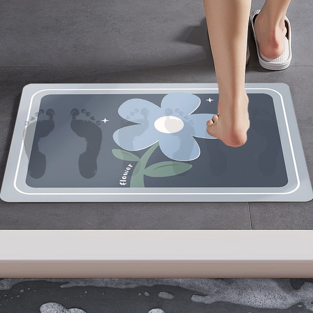 Microfiber Diatomite Floor Mat Quick-Dry Bathroom Rug with Non-Slip Base, Machine Washable, 40x60cm Decor