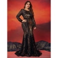 thumbnail image 3 of AURA Plus Size Evening Dress Long Sleeve Slim Fit Fishtail Party Gown Round Neck Zipper Women 0XL–4XL, 3 of 7