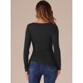 thumbnail image 4 of DARING DIVA Women's Scoop Neck Button Ruched Drawstring Tops XL Black, 4 of 6