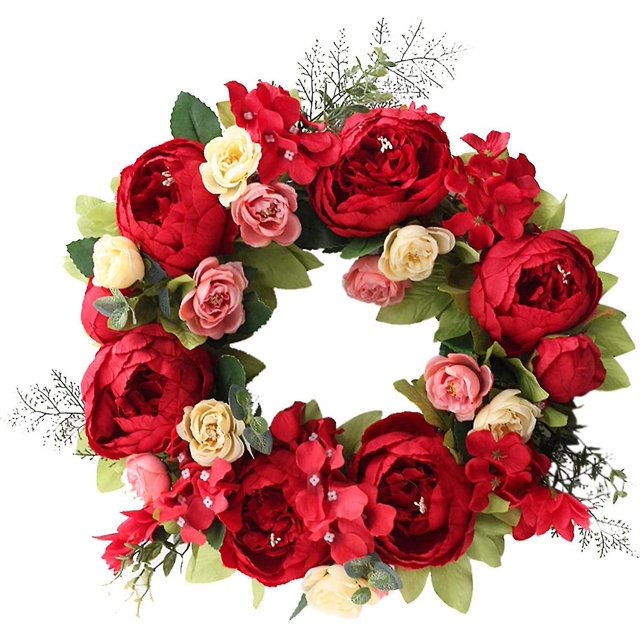 Artificial Peony Garland Silk Garland 38cm Beautiful Handmade Mixed Flowers Front Porch Decoration