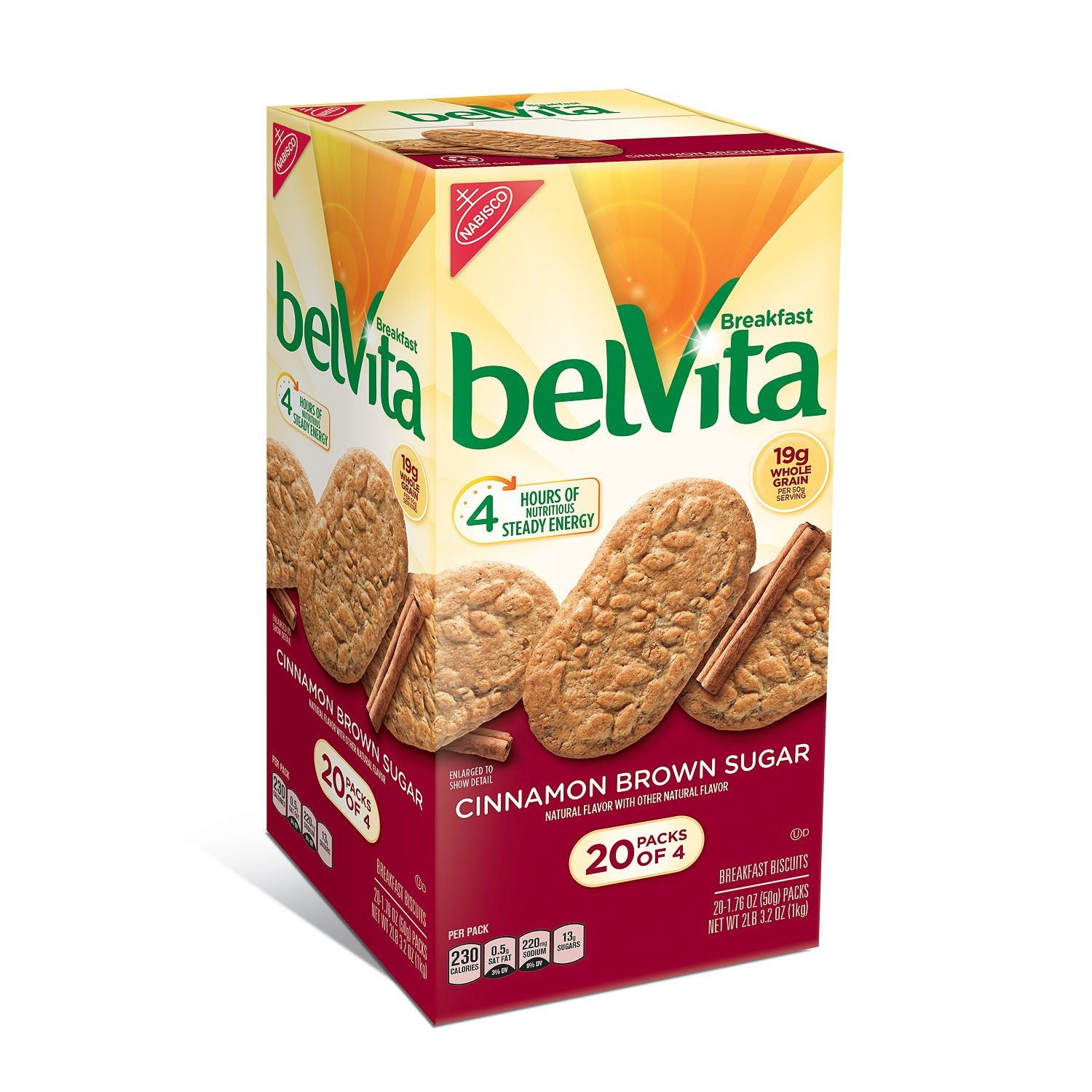 Belvita Breakfast Biscuits, Cinnamon Brown Sugar, 1.76 Oz, 20 Ct