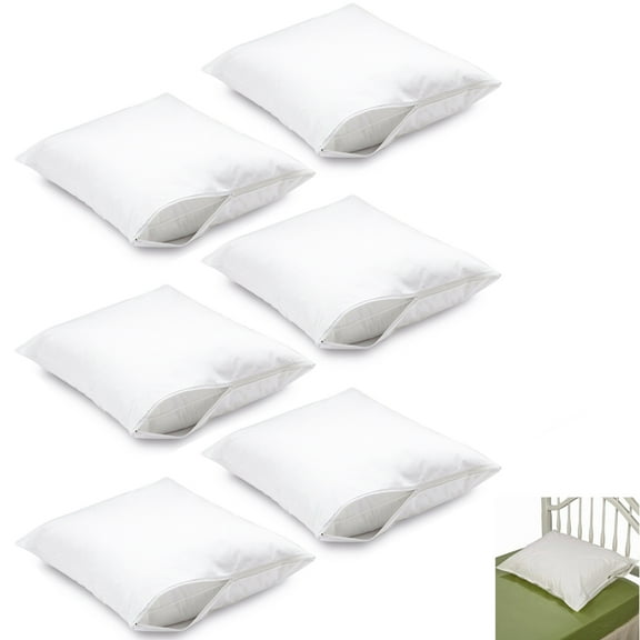 6pc Zippered Pillow Cover Premium Deluxe Fabric Pillowcase Bed Bug Protector New