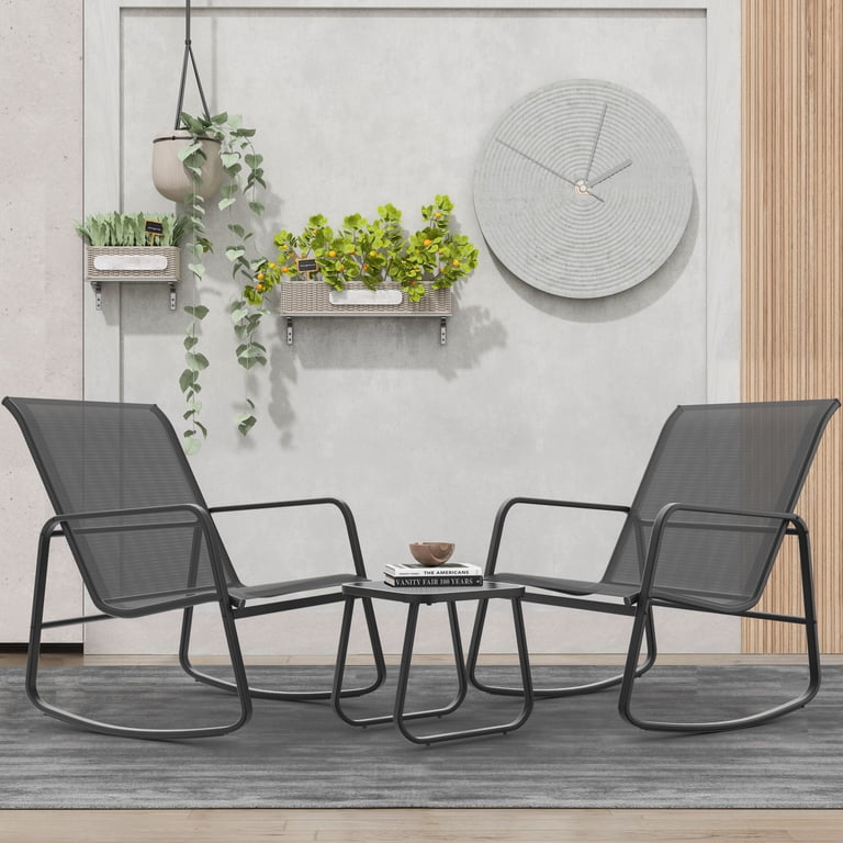 Ainfox 3-Piece Metal Patio Set, Rocking Chairs with Table photo 8