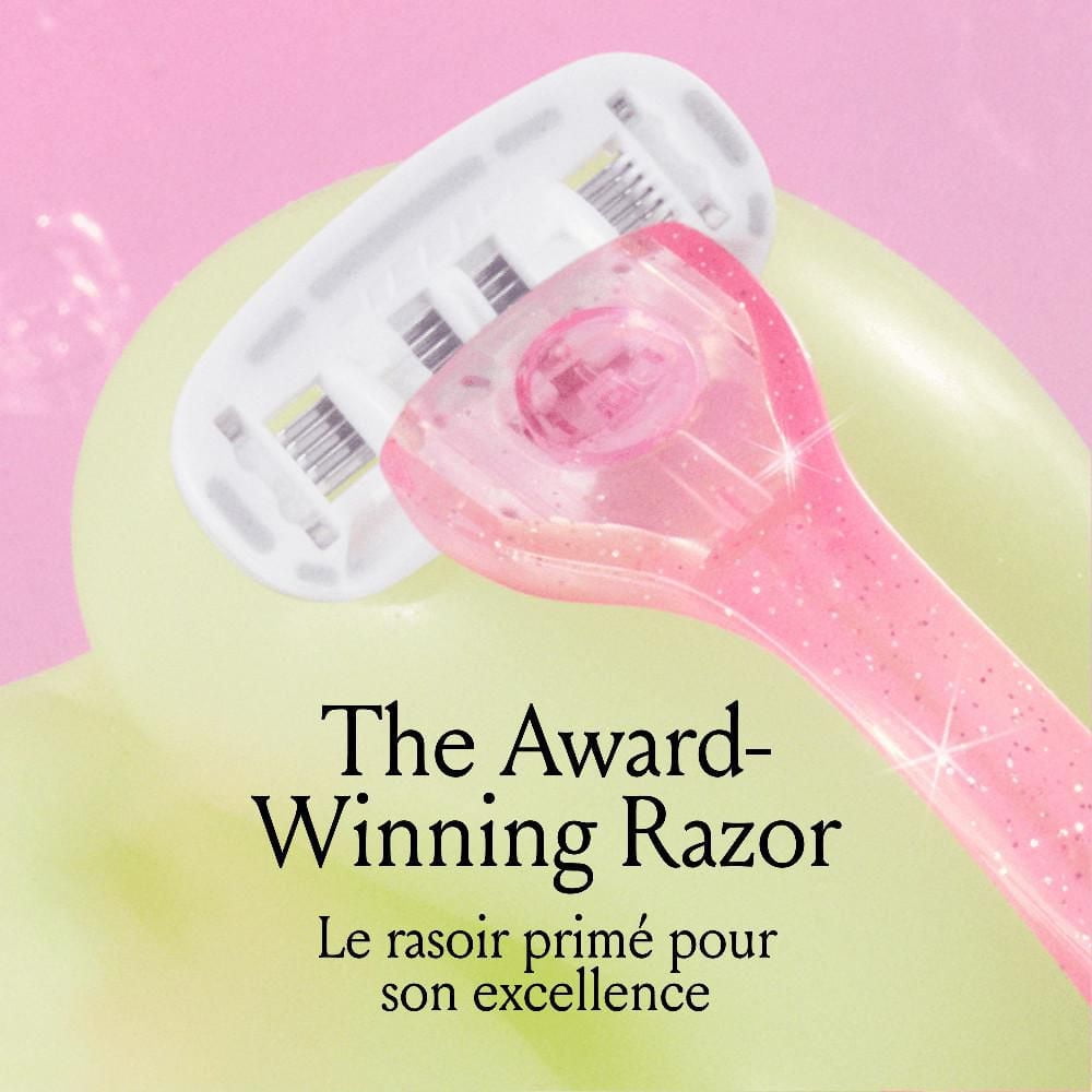 Billie Women’s Razor Kit - 1 Handle + Magnetic Holder + 2 x 5-Blade Refills - Pink Sparkle, 1 Kit