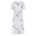 thumbnail image 3 of Vestido Corto para Mujeres Verano, Moda Flor Impresión Cuello en V Ondulado Encaje Cintura Empalme para Ocasional Y Fiesta, 3 of 6
