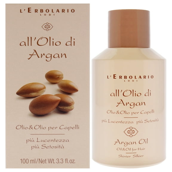 L'Erbolario Argan Oil for Hair, Hair Oil Treatment, 3.3 oz