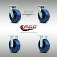 thumbnail image 2 of 6 Inch SS Solid Poly Caster Set with Delrin Bearings 2 Swivel Locks 2 Rigid SCC, 2 of 2