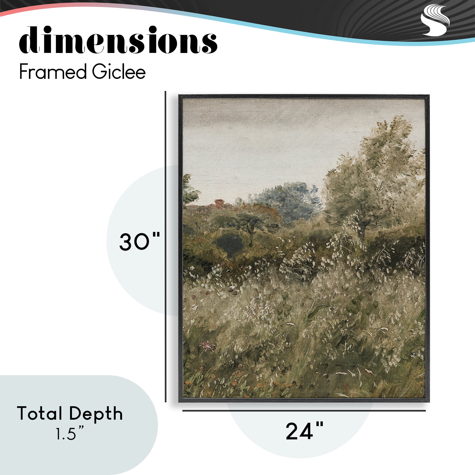 Thicket in Countryside Black Framed Giclee Art, design by Lettered and Lined