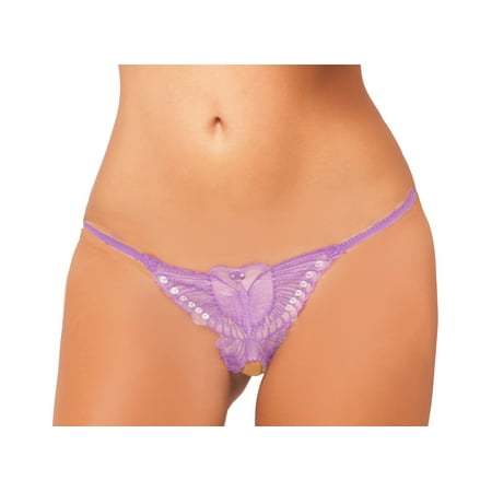 Lacy Line Sexy Open Crotch Butterfly Sequined