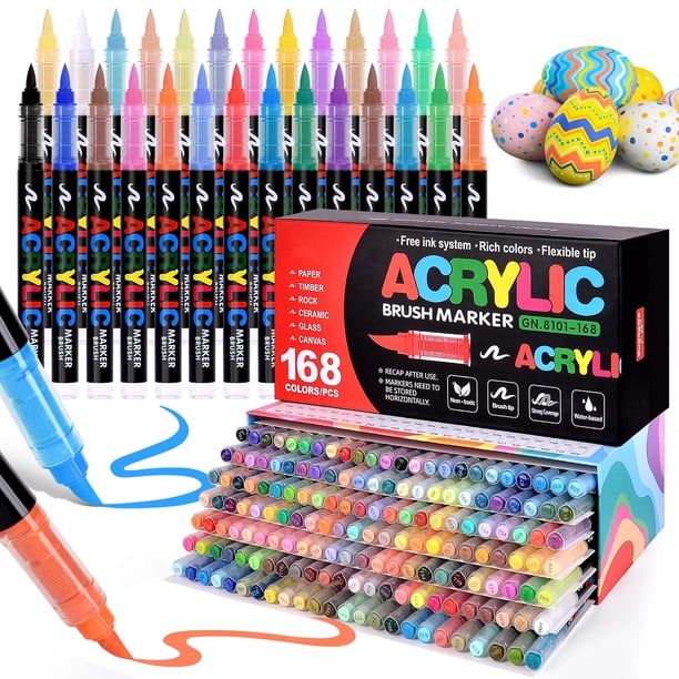 Marcadores de Pintura Acrílica colourmotor 168 Colores con Punta de Pincel