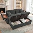 thumbnail image 3 of Muumblus Loveseat Sectional Sofa with 2 Storage Ottomans, Modular Cloud Couch with 2 Side Tables & USB, Plush Double Chaise Lounge Sofa Bed Indoor, Gray Corduroy, 3 of 13