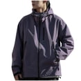 thumbnail image 2 of M-4X Mens Big & Tall Raincoats Plus Size Rain Jackets with Zipper Pockets and Hood Casual Long Sleeve Zip Up Solid Windbreaker Hiking Climbing Jacket, 2 of 8